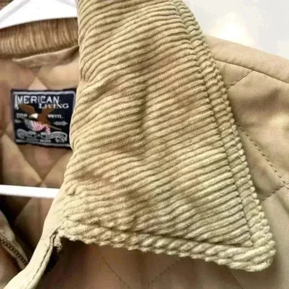 American Living Quilted Leather Detailing corduroy, neckline, Zip Jacket Size M - Picture 8 of 10